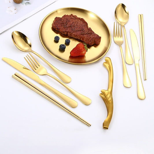 Frendorf | 12-teiliges tragbares Besteckset aus Edelstahl für Camping