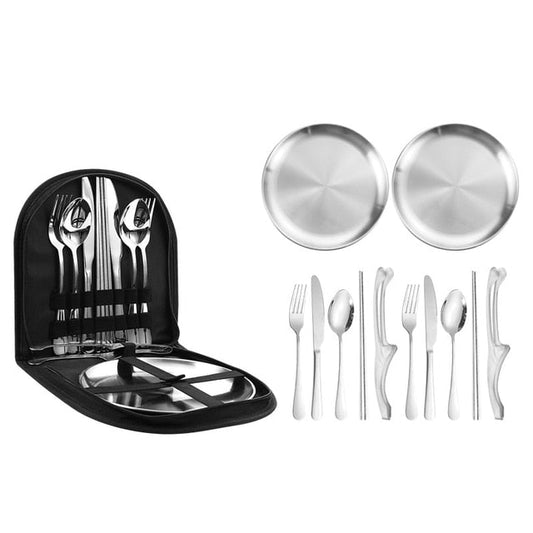 Frendorf | 12-teiliges tragbares Besteckset aus Edelstahl für Camping