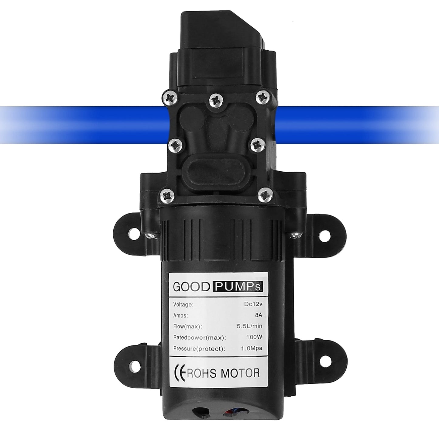 Frendorf | 12V Wasserpumpe mit 2 Schlauchschellen 123PSI selbstansaugende Spritzpumpe