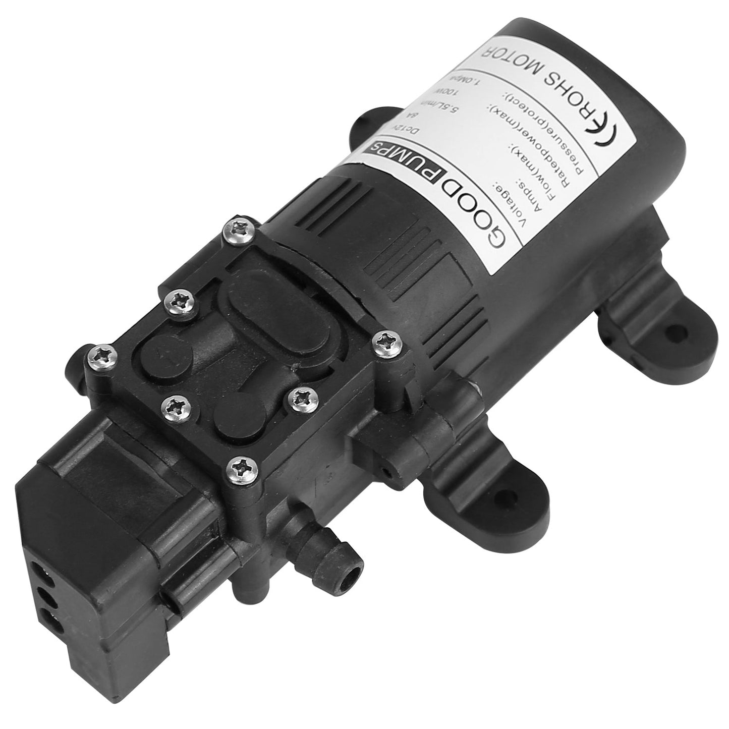 Frendorf | 12V Wasserpumpe mit 2 Schlauchschellen 123PSI selbstansaugende Spritzpumpe