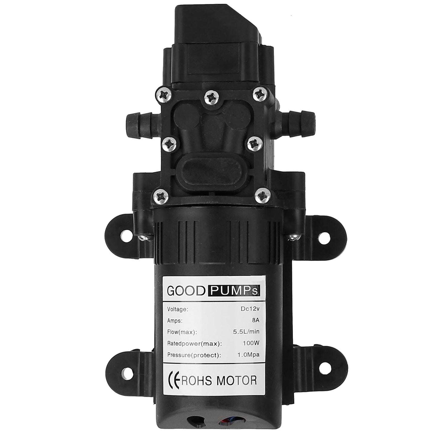 Frendorf | 12V Wasserpumpe mit 2 Schlauchschellen 123PSI selbstansaugende Spritzpumpe