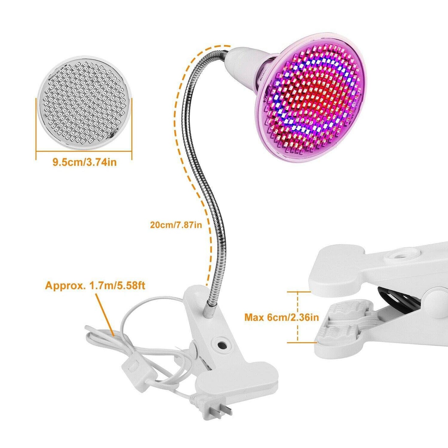 Frendorf | 12W LED 360° drehbares Pflanzenwachstumslicht mit Tischklammer