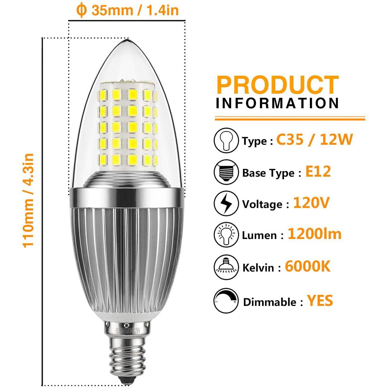 Frendorf | 12W LED Leuchterbirne Nicht Dimmbar 100-Watt Glühbirnen Äquivalent