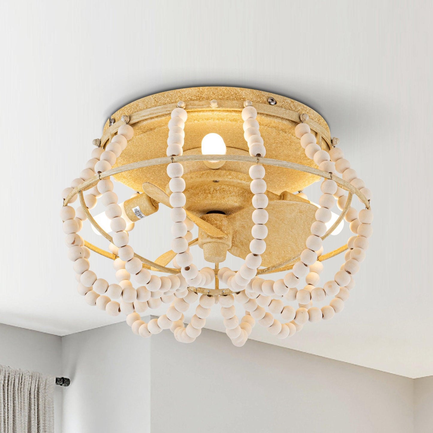 13" Bauernhaus DC Motor Flush Mount Umkehrbarer Deckenventilator mit Beleuchtung und Fernbedienung