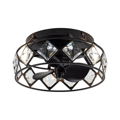 13" Srinager Modern DC Motor Flush Mount Reversible Crystal Deckenventilator mit Beleuchtung und Fernbedienung