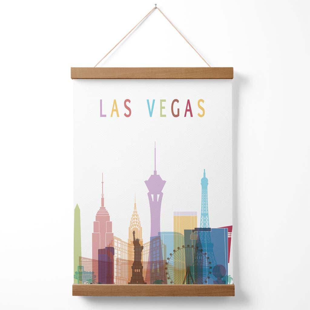 Las Vegas Bunte Stadt Skyline Poster mit Aufhänger