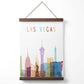 Las Vegas Bunte Stadt Skyline Poster mit Aufhänger