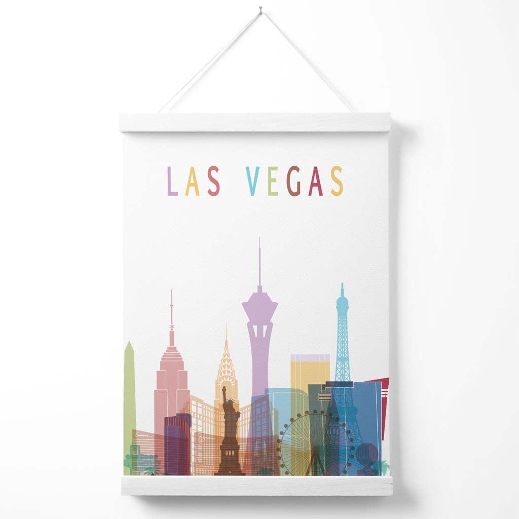 Las Vegas Bunte Stadt Skyline Poster mit Aufhänger