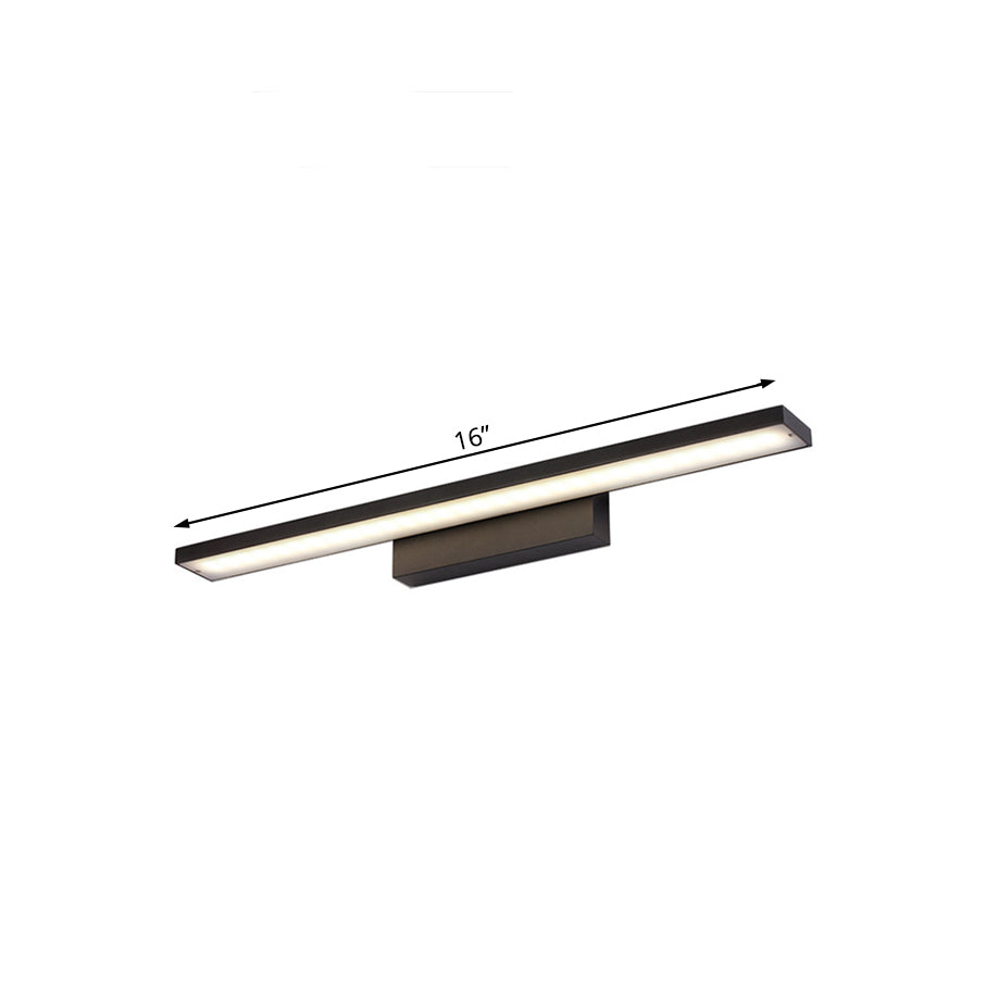 Schwarz/Weiß Slim Vanity Lampe mit rechteckigem Schirm Einfaches 16"/23.5" W LED Acryl Wandleuchte über Spiegel