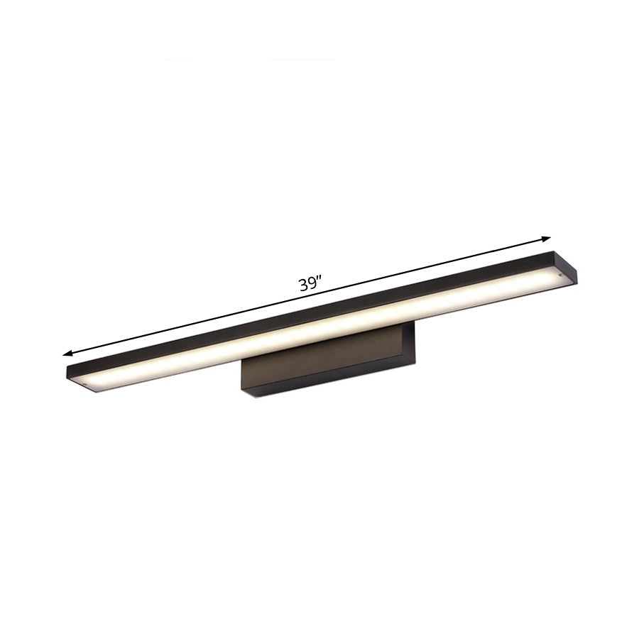 Schwarz/Weiß Slim Vanity Lampe mit rechteckigem Schirm Einfaches 16"/23.5" W LED Acryl Wandleuchte über Spiegel