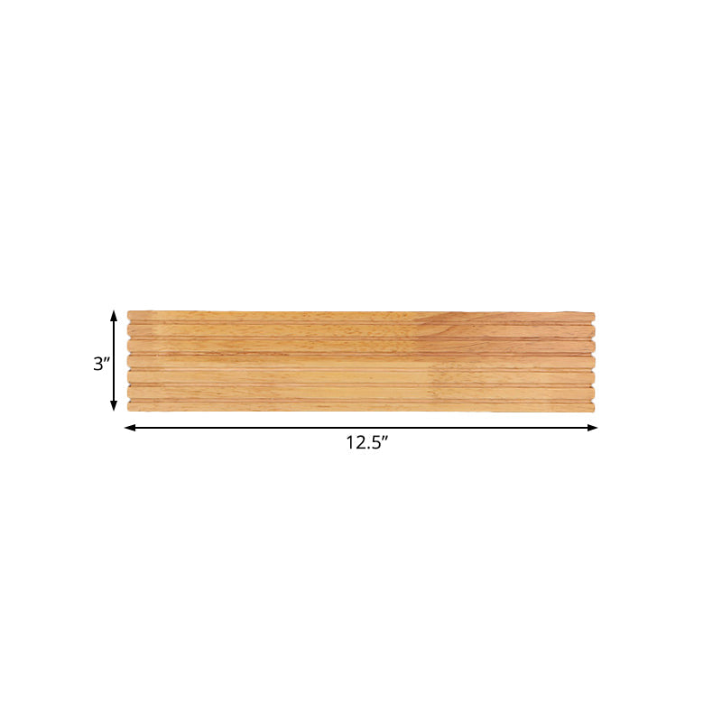 Frendorf | Gestreepte slaapkamer wandlamp hedendaags houten 14"/18"/21.5" breed 1-kops beige LED op en neer lichtarmatuur in warm/wit licht
