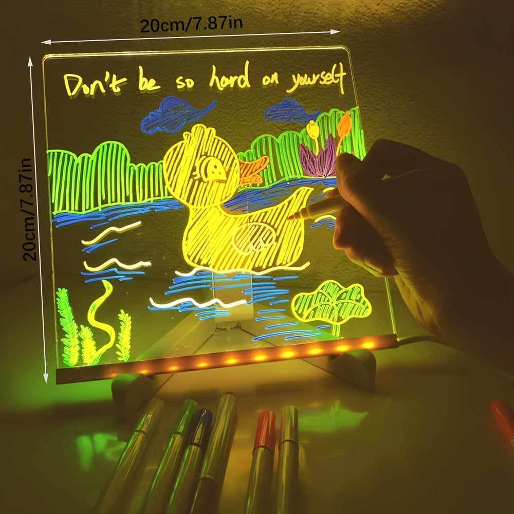 USB LED Notizboard mit 12 Farbstiften - Leuchtende Nachrichtenboard für Büro & Zuhause