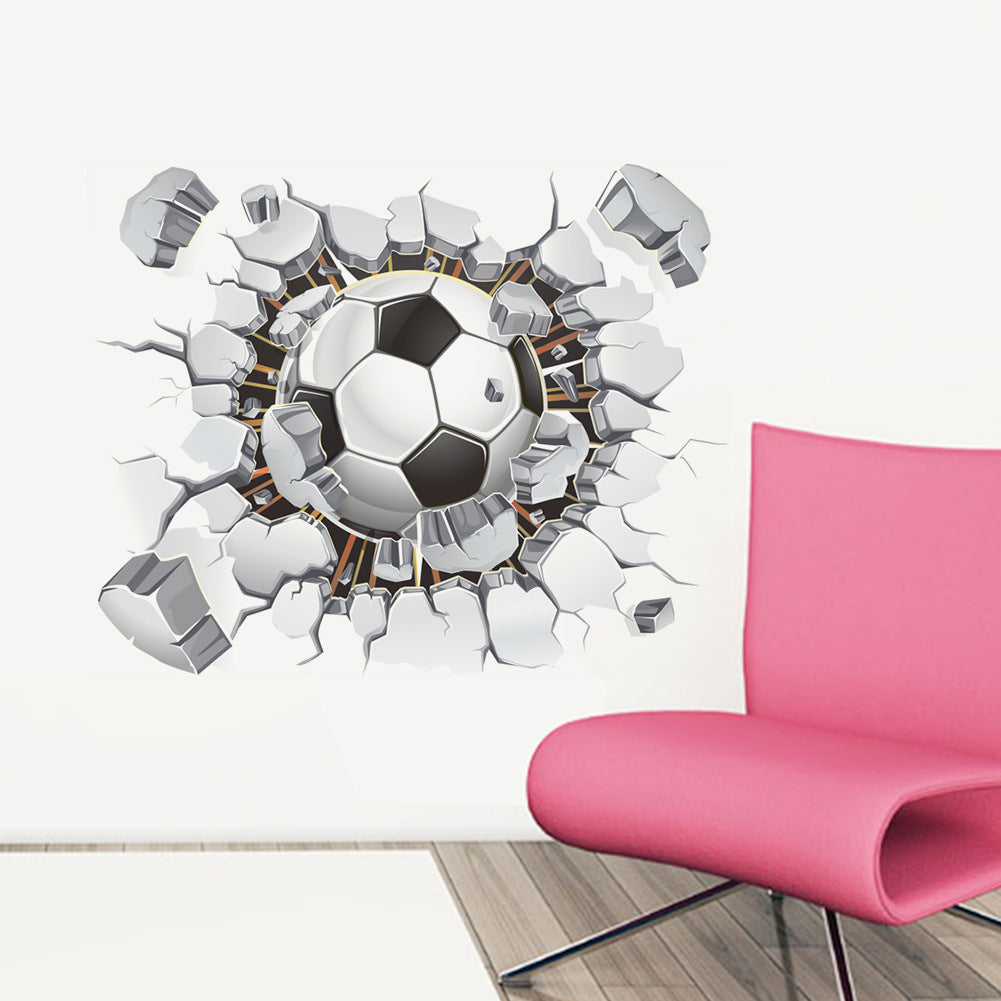 Frendorf | Cartoon Wandtattoo Fußball zerbrochene Wand