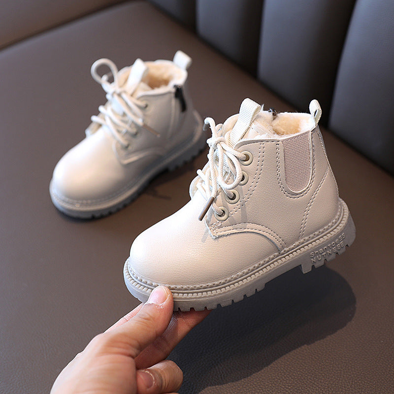 Frendorf | Kinder Lederstiefel Wasserdicht Kinder Sneakers Beige Kleinkind Schneestiefel Mädchen Winterschuh Junge