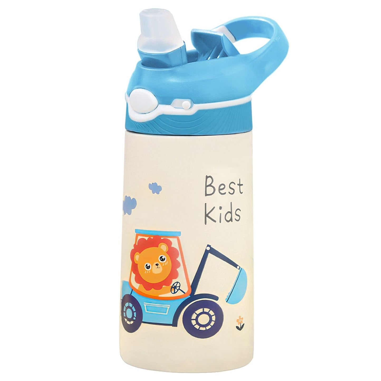 Frendorf | 13.50oz. Isolierte Edelstahl-Wasserflasche Auslaufsicher mit Strohhalm Druckknopfsperre