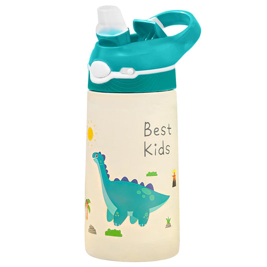 Frendorf | 13.50oz. Isolierte Edelstahl-Wasserflasche Auslaufsicher mit Strohhalm Druckknopfsperre
