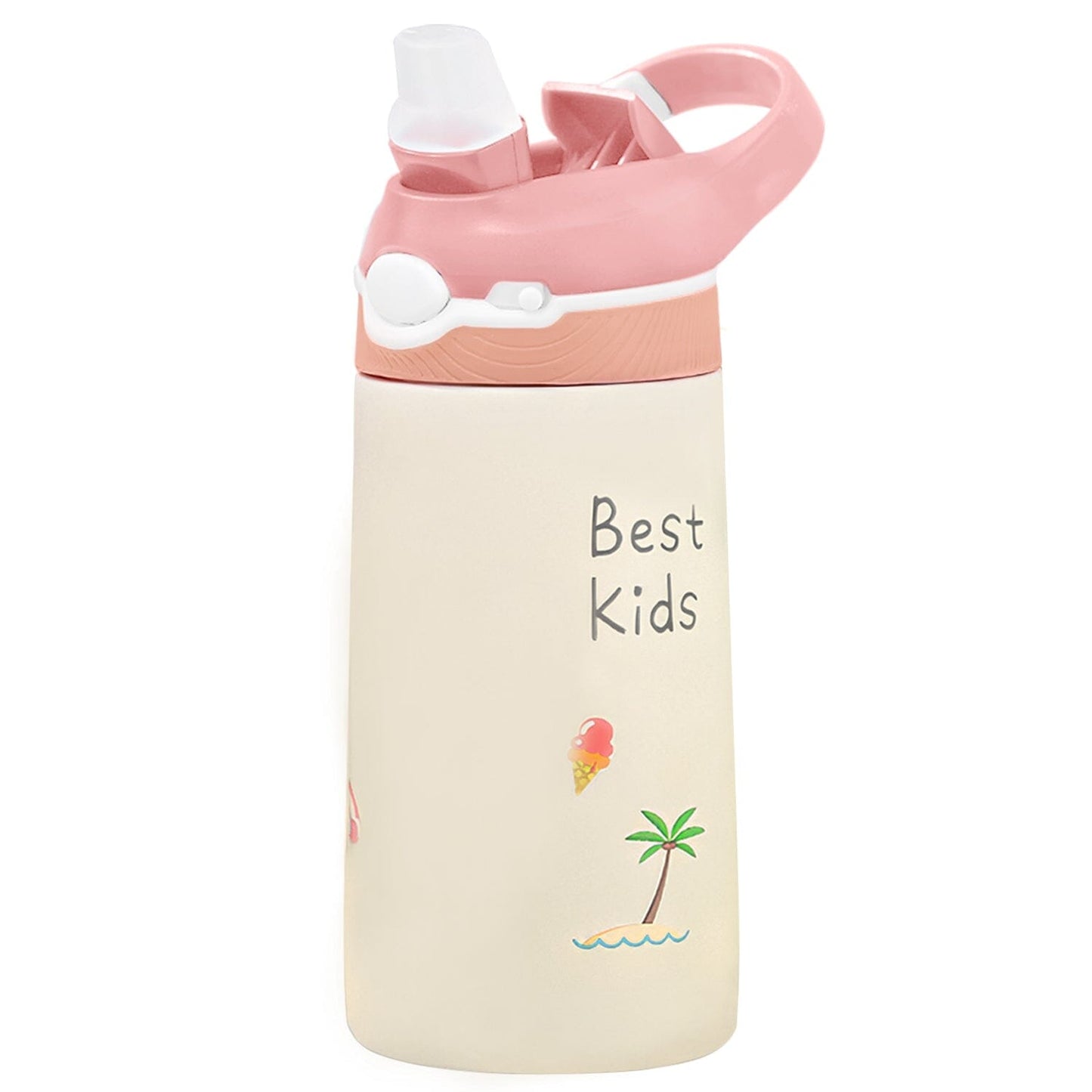 Frendorf | 13.50oz. Isolierte Edelstahl-Wasserflasche Auslaufsicher mit Strohhalm Druckknopfsperre