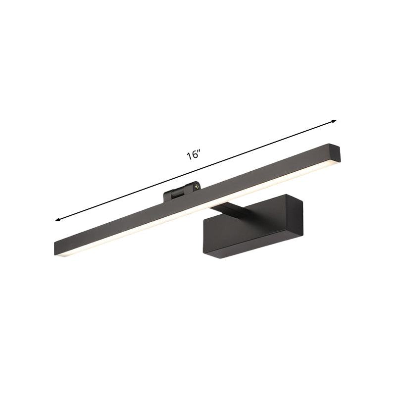 Simplistischer Stil Rechteckige Aluminium Wandlampe 16"/19.5" W LED Make-up Spiegellicht in Schwarz/Weiß für Badezimmer