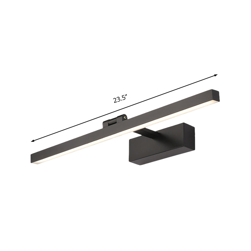 Simplistischer Stil Rechteckige Aluminium Wandlampe 16"/19.5" W LED Make-up Spiegellicht in Schwarz/Weiß für Badezimmer