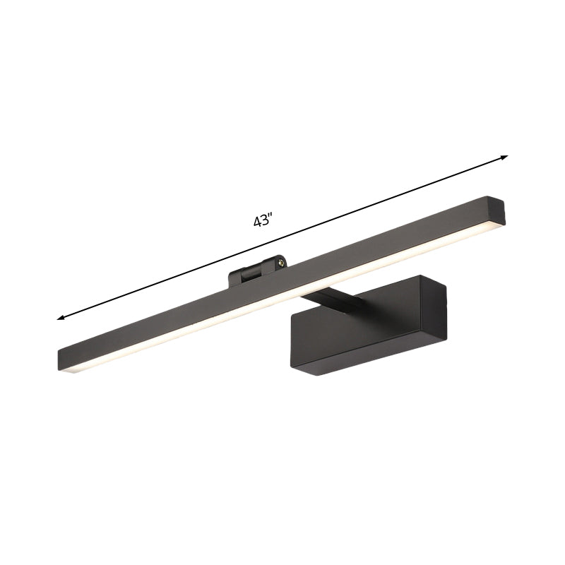 Simplistischer Stil Rechteckige Aluminium Wandlampe 16"/19.5" W LED Make-up Spiegellicht in Schwarz/Weiß für Badezimmer