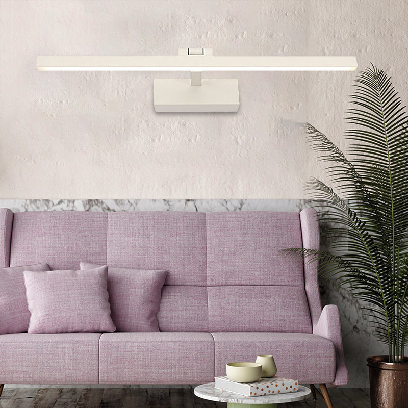 Simplistischer Stil Rechteckige Aluminium Wandlampe 16"/19.5" W LED Make-up Spiegellicht in Schwarz/Weiß für Badezimmer