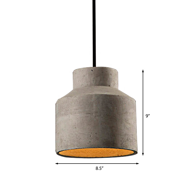 6.5"/8.5"/10.5" Dia Barn/Zylinder/Dom Zement Pendelleuchte Industrie 1 Licht Esszimmertisch Deckenleuchte mit verstellbarem Kabel in Grau