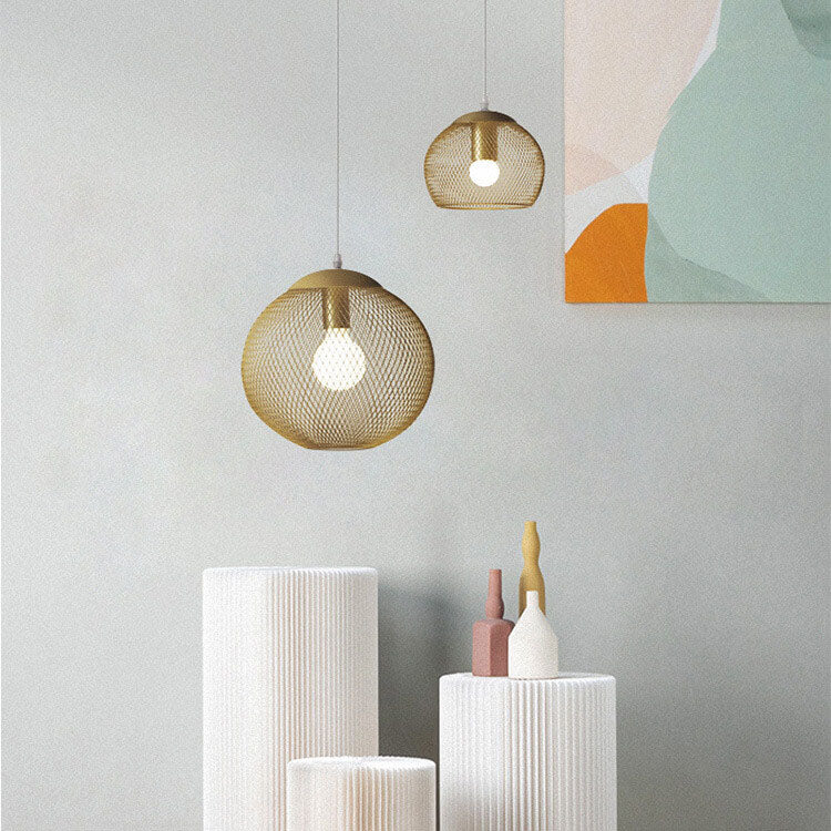 Frendorf | MeshGlow – Industrielle Globus Eisen Netz Hängeleuchte | Modernes Design | Perfekte Beleuchtung