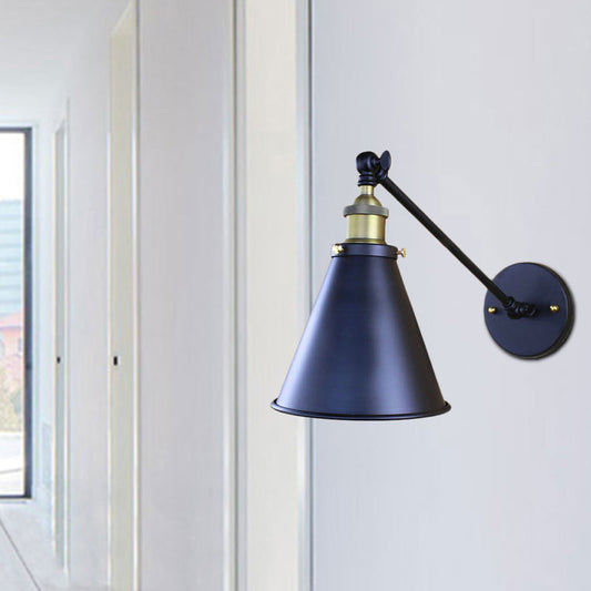 Frendorf | Schwarze Finish Kegelförmige Wandlampe Retro Stylisch Metall 1 Kopf Korridor Wandbeleuchtung, 2 Packs
