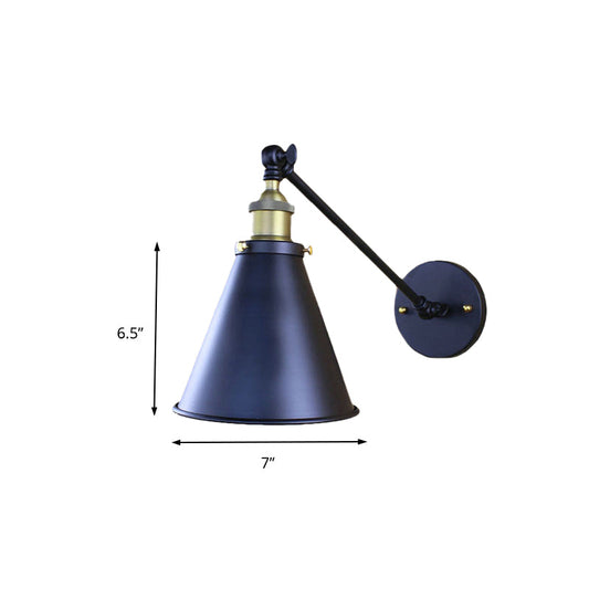 Frendorf | Schwarze Finish Kegelförmige Wandlampe Retro Stylisch Metall 1 Kopf Korridor Wandbeleuchtung, 2 Packs