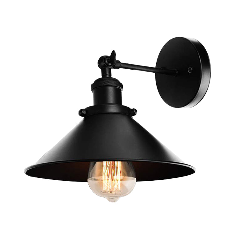 Frendorf | Metallic Conische Wandlamp Licht Loftstijl 1 Licht Woonkamer Verstelbare Wandmontage Licht in Zwart, 2 Pakketten