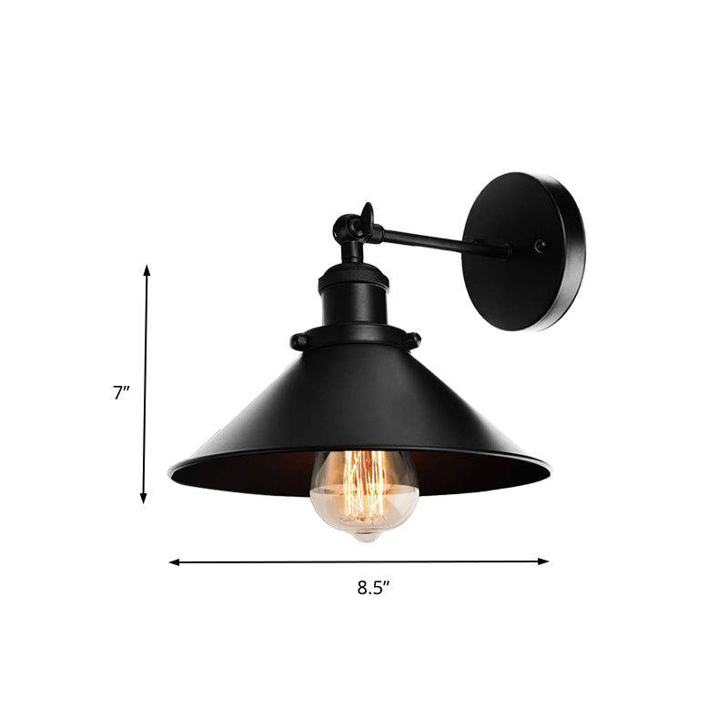 Frendorf | Metallic Conische Wandlamp Licht Loftstijl 1 Licht Woonkamer Verstelbare Wandmontage Licht in Zwart, 2 Pakketten