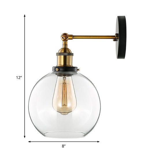 Frendorf | Klarer Glasblasen-Wand sconces Antiquitäten 1 Licht Wohnzimmer Beleuchtung Fixture in Messing
