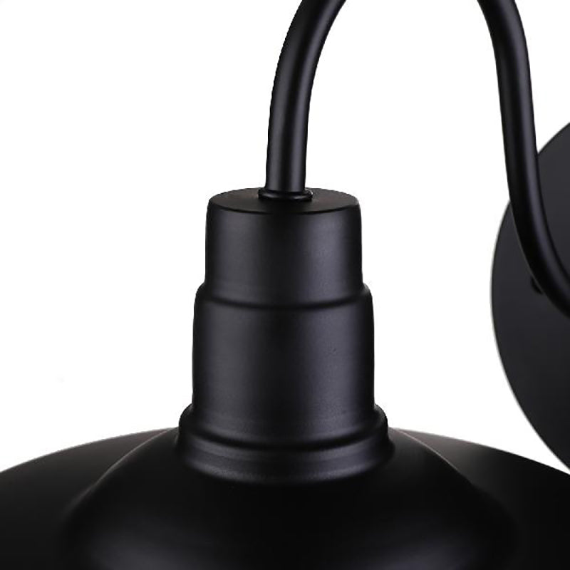 Frendorf | Barn Küche Wand Licht Fixture Industrieller Metall 1 Licht Schwarz Sconces Licht mit Gänsehaube Arm und Stecker Kabel