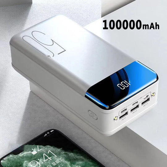 Frendorf | 100000mAh Große Kapazität Power Bank Mobiltelefon Super Schnellladegerät Mobiles Stromversorgung Tablet Laptop Externe Stromversorgung