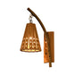Bamboo konische Schirm Wandbeleuchtung mit hohler Gestaltung Lodge Stil 1-Kopf Holz Wandlampe für Schlafzimmer, links/rechts