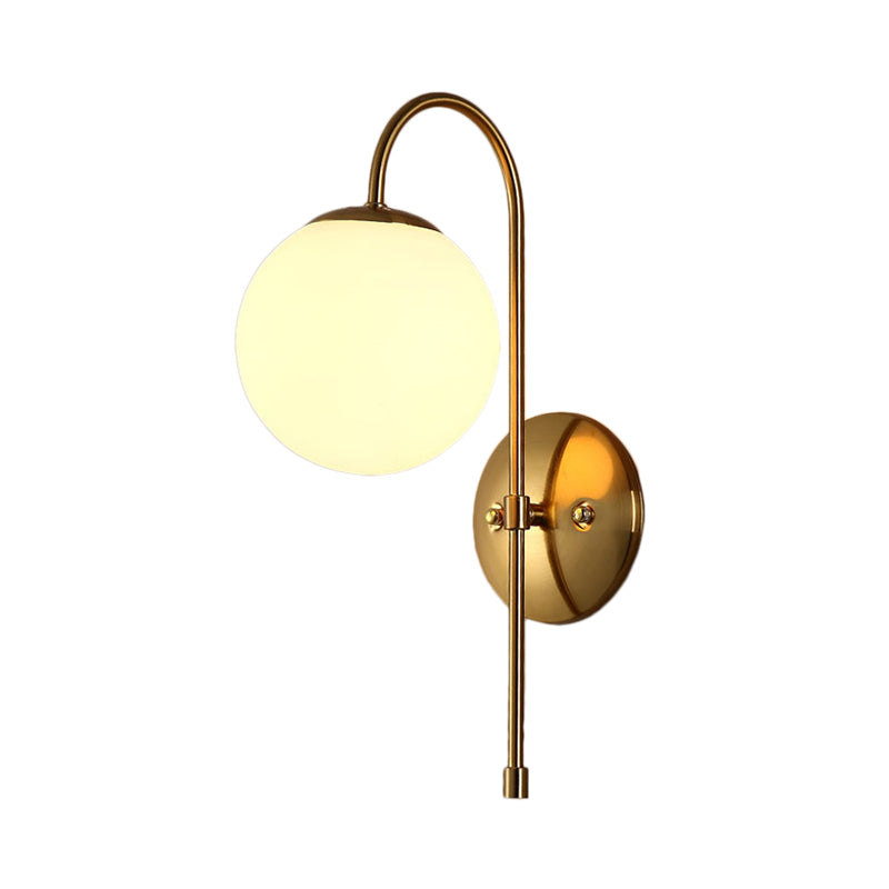 Frendorf | Messing Globus Wandlamp Moderne Opale Glas 1 Licht Koffiehuis Wandlamp Armatuur