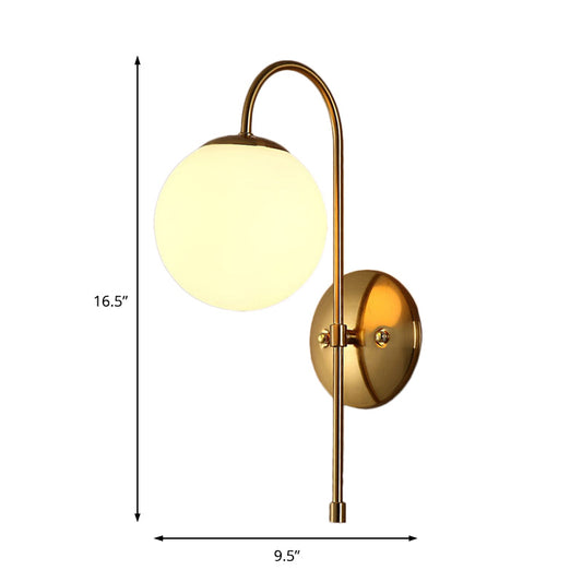 Frendorf | Messing Globus Wandlamp Moderne Opale Glas 1 Licht Koffiehuis Wandlamp Armatuur