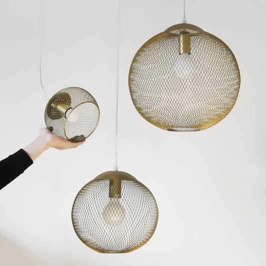 Frendorf | MeshGlow – Industrielle Globus Eisen Netz Hängeleuchte | Modernes Design | Perfekte Beleuchtung