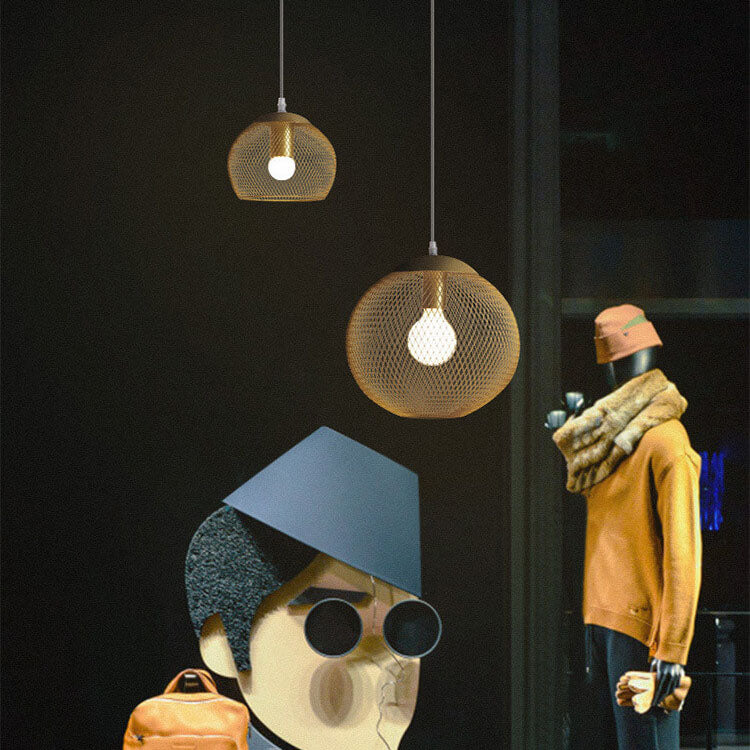 Frendorf | MeshGlow – Industrielle Globus Eisen Netz Hängeleuchte | Modernes Design | Perfekte Beleuchtung