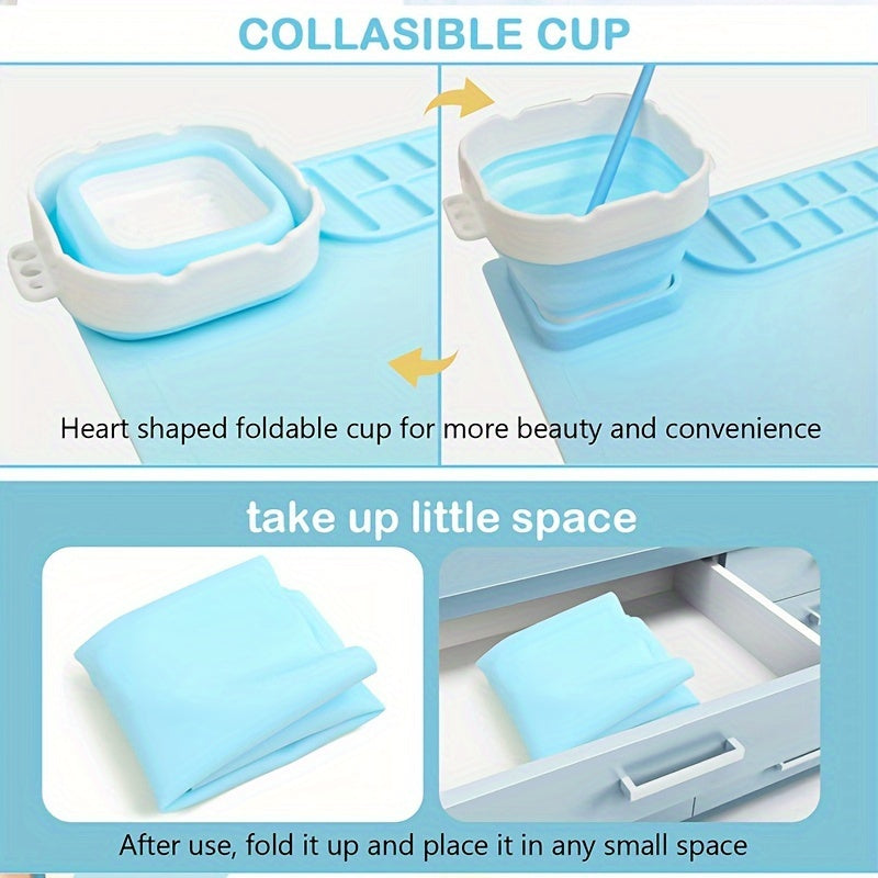 Frendorf | Silikonmalerei Matte mit Palette und Pinselhalter – Langlebig und Flexibel