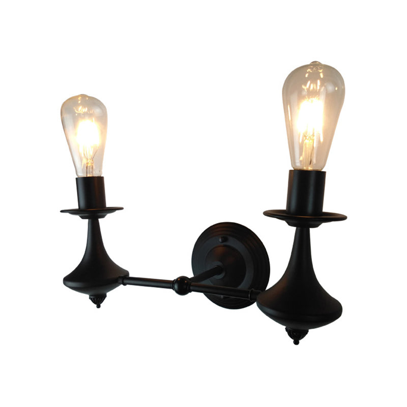 Frendorf | Metalen Zwarte Wandlamp Exposed Bulb 1/2-Licht Industriële Vintage Wandmontage Licht voor Woonkamer