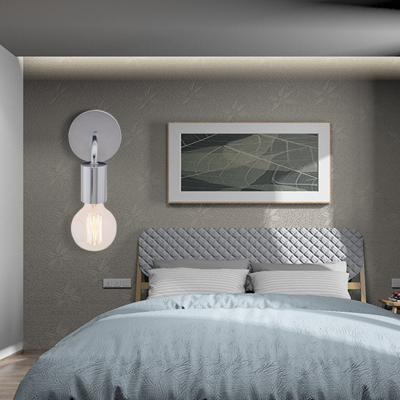 Frendorf | Gehoekte Slaapkamer Wandverlichting Retro Stijl Metalen 1 Lamp Wit/Chroom Afwerking Sconcelamp