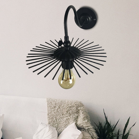 Frendorf | Open Bulb Innenwandleuchte mit Sputnik-Design Vintage-Stil Metall 1 Licht Schwarz Wandleuchte