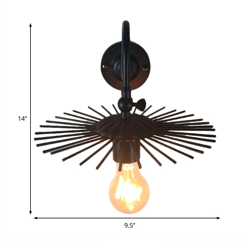 Frendorf | Open Bulb Innenwandleuchte mit Sputnik-Design Vintage-Stil Metall 1 Licht Schwarz Wandleuchte