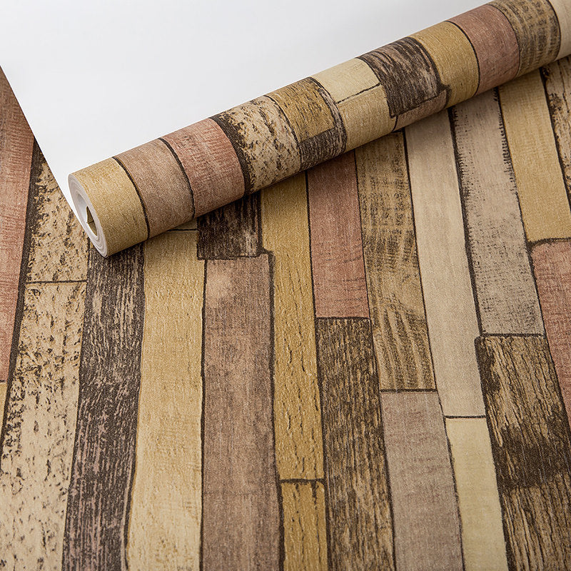 Country Shiplap Tapete Vliesstoff Wasserdicht Dunkle Farbe Wanddekoration für Wohnzimmer