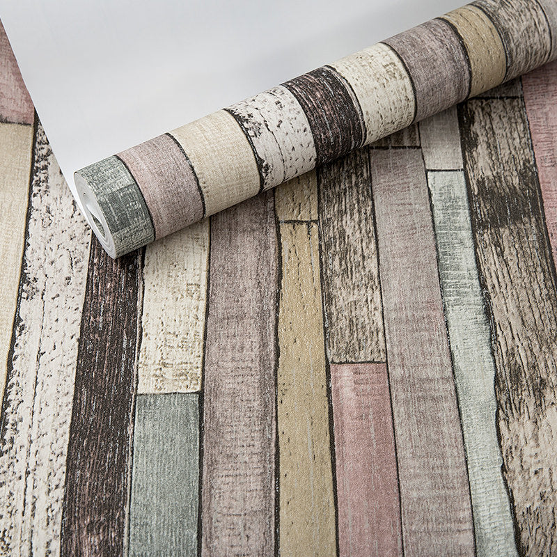 Country Shiplap Tapete Vliesstoff Wasserdicht Dunkle Farbe Wanddekoration für Wohnzimmer