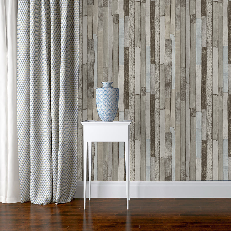 Country Shiplap Tapete Vliesstoff Wasserdicht Dunkle Farbe Wanddekoration für Wohnzimmer