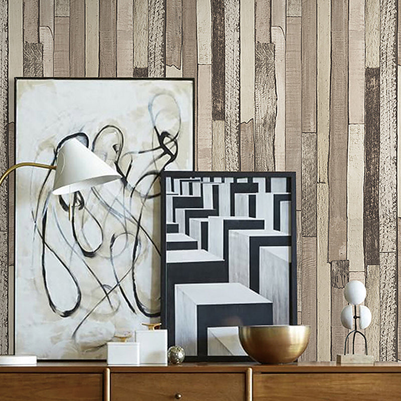 Country Shiplap Tapete Vliesstoff Wasserdicht Dunkle Farbe Wanddekoration für Wohnzimmer