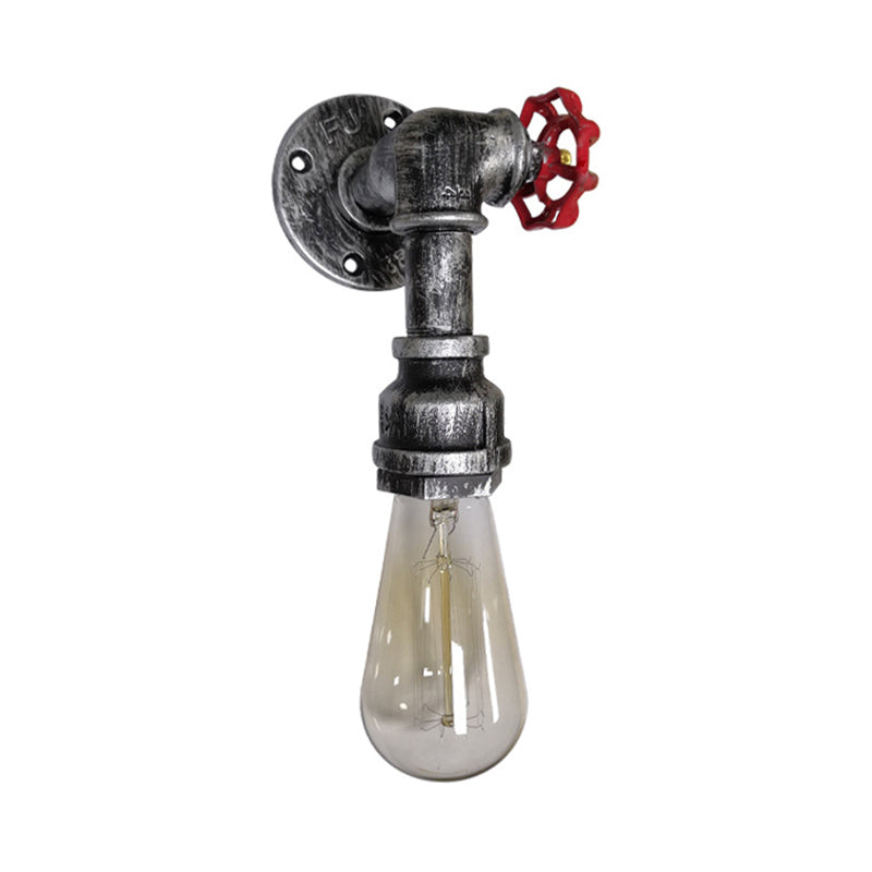 Frendorf | 1 Kop metalen wandverlichting industrieel zwart/antiek messing waterpijp slaapkamer wandlamp met klep