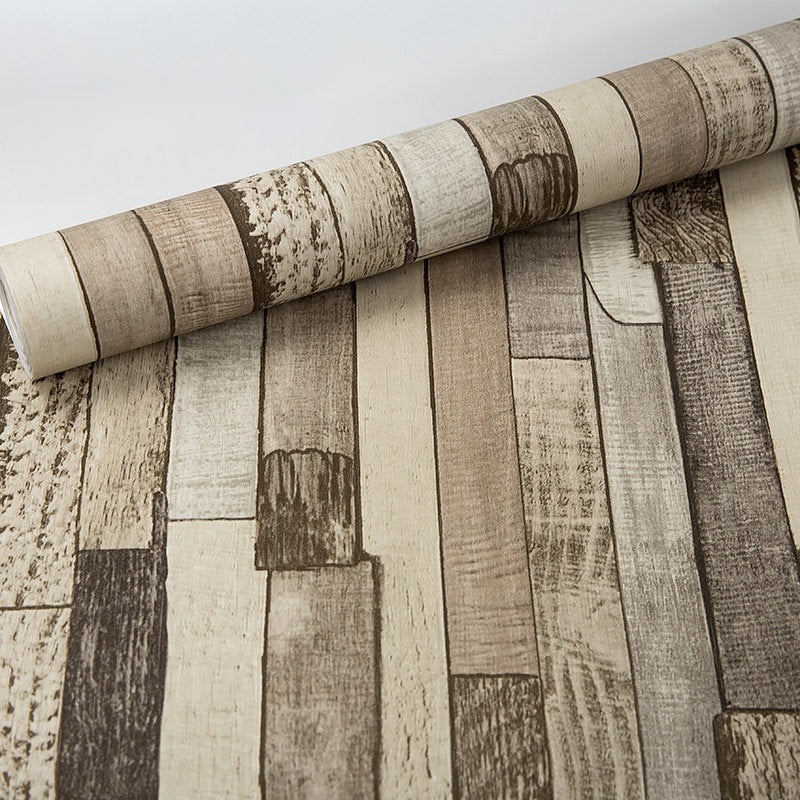 Country Shiplap Tapete Vliesstoff Wasserdicht Dunkle Farbe Wanddekoration für Wohnzimmer